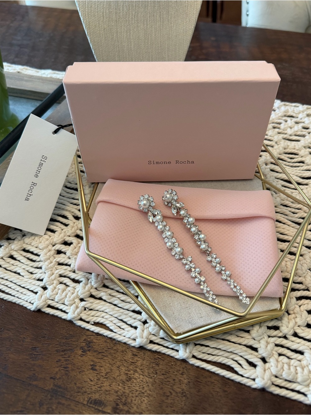 Simone Rocha Crystal Pearl Drip Drop Earrings - New in Box with Tags